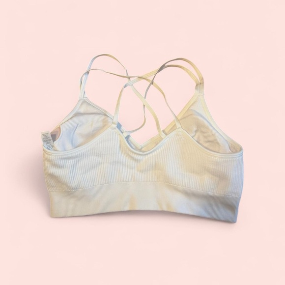 Aerie White Ribbed Cross-Back Bralette - Picture 2 of 3
